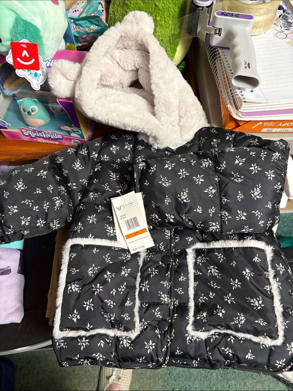 Jessica Simpson Black Jacket with Cream Floral Print
